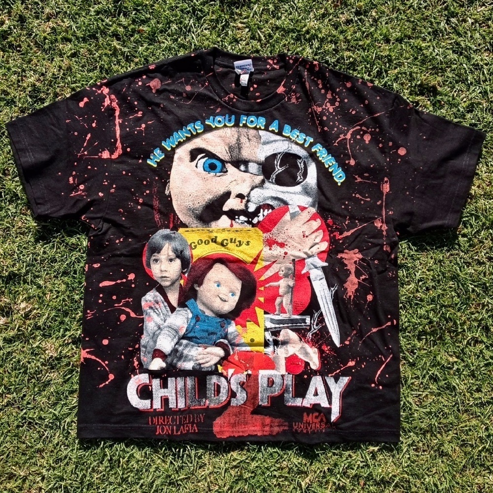 CHILD'S PLAY 2 Chucky Horror Movie All Over Print Bootleg T-Shirt - Size 2XL